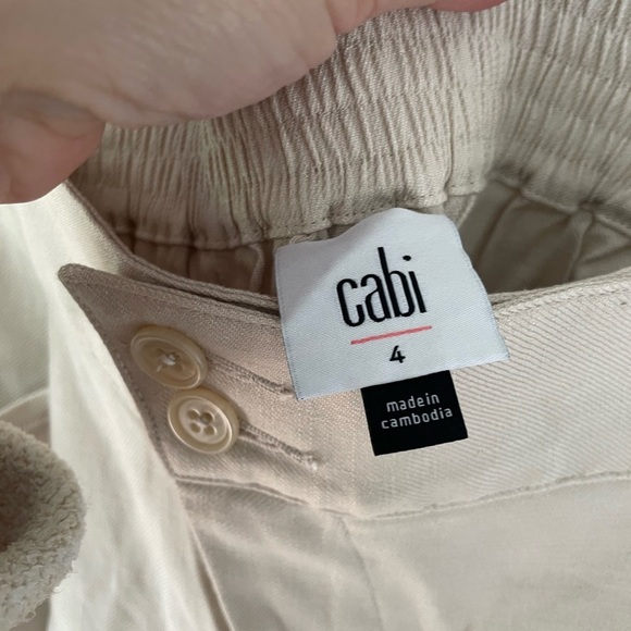 CAbi Wide Leg Traipse Trousers 6266R Size 4 in Biscotti Linen Blend - Picture 10 of 11
